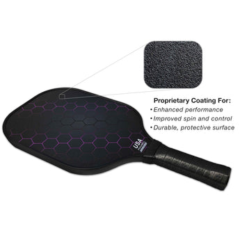 Pickleball paddle textured coating for max spin and control